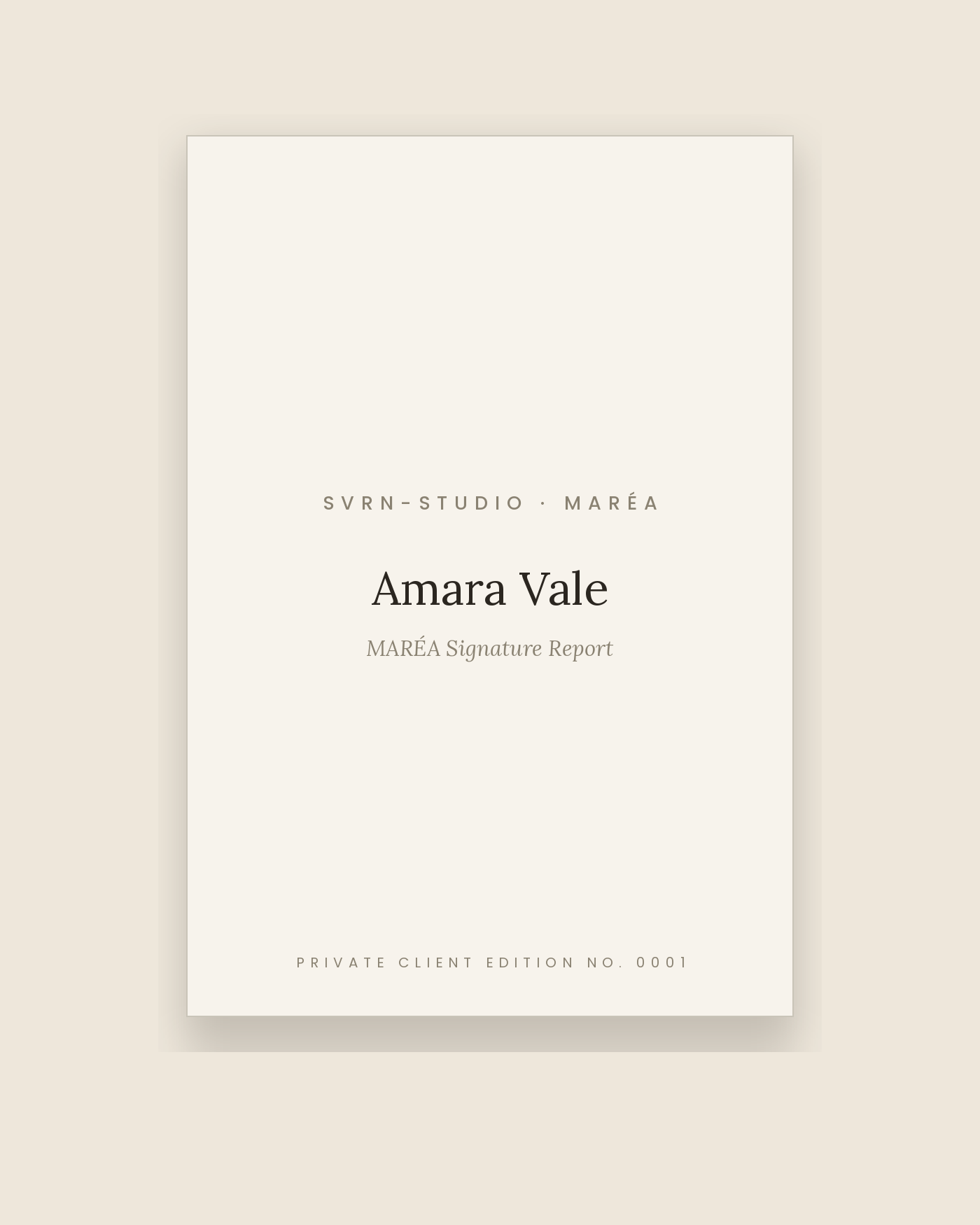 The MARÉA Signature Report, shown as a private client edition